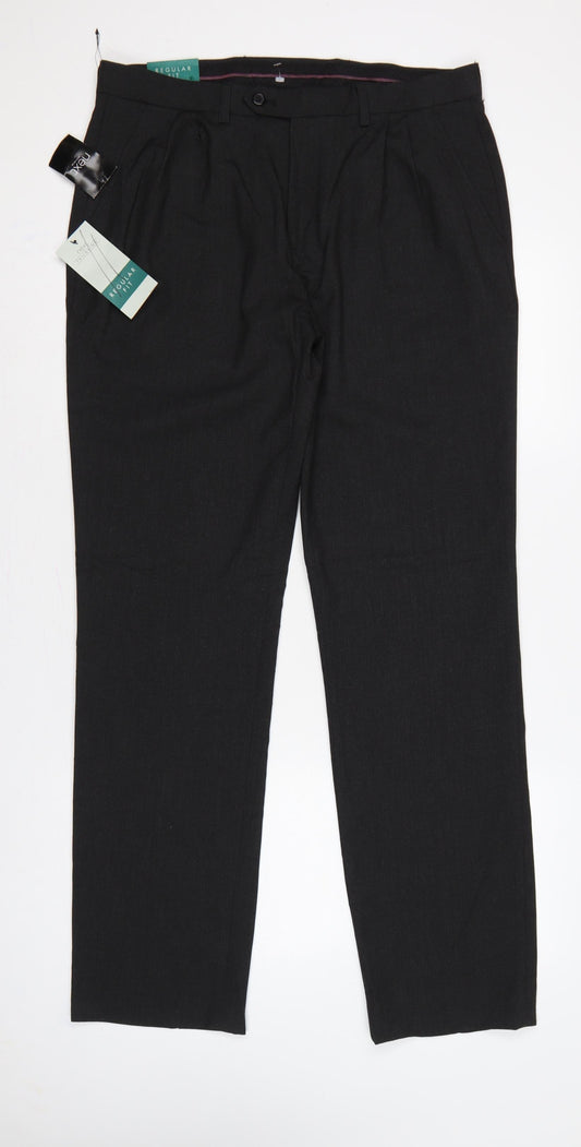Next Men’s Black 34 Regular Fit Tailoring Straight Dress Trousers
