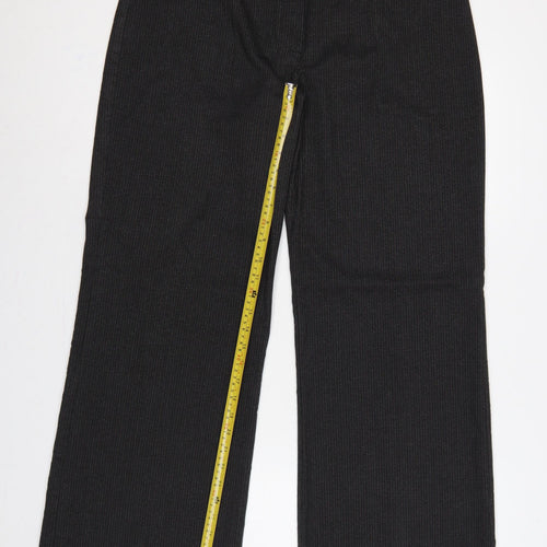 Marks & Spencer Women Black Pinstripe Wide Leg Dress Trousers UK 16