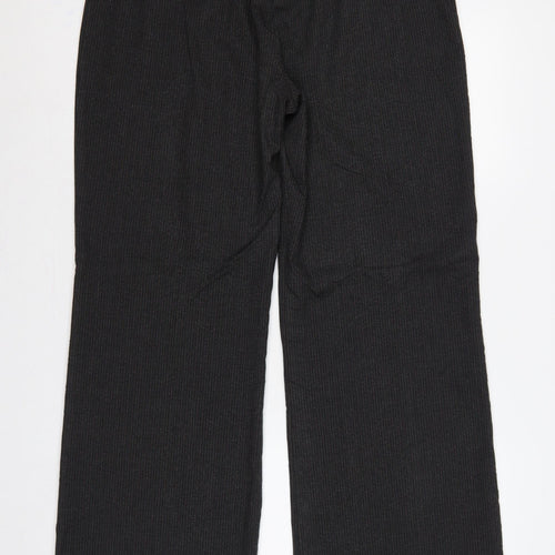 Marks & Spencer Women Black Pinstripe Wide Leg Dress Trousers UK 16