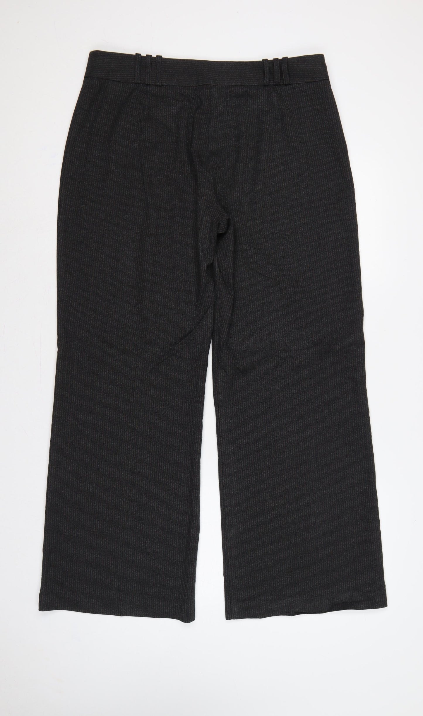 Marks & Spencer Women Black Pinstripe Wide Leg Dress Trousers UK 16
