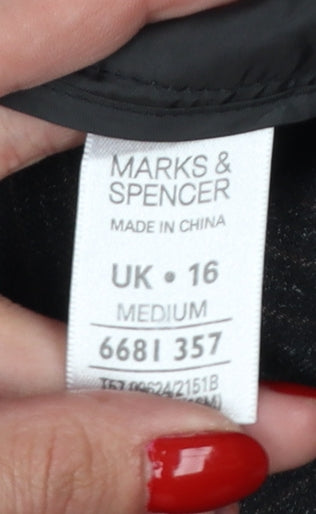 Marks & Spencer Women Black Pinstripe Wide Leg Dress Trousers UK 16
