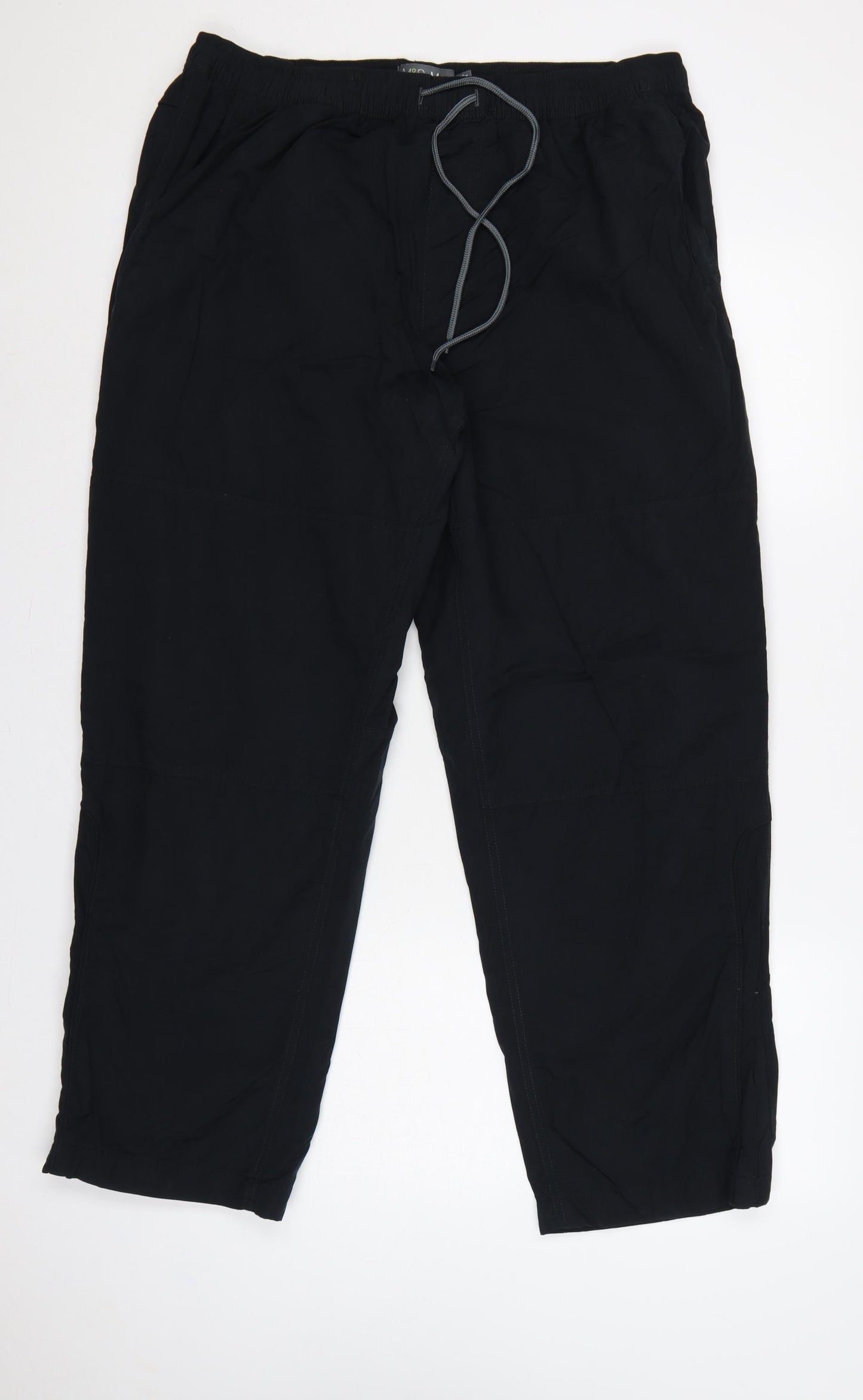 Marks & Spencer Men Black 38W 29L Drawstring Cotton Trousers