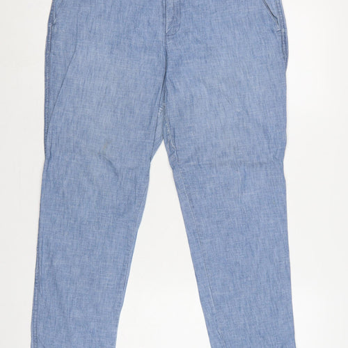 Gap Women's Blue UK 12 Girlfriend Khaki Cotton Tapered Chino Trousers