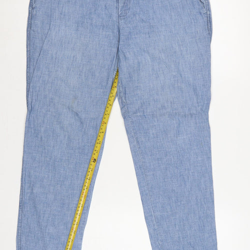 Gap Women's Blue UK 12 Girlfriend Khaki Cotton Tapered Chino Trousers
