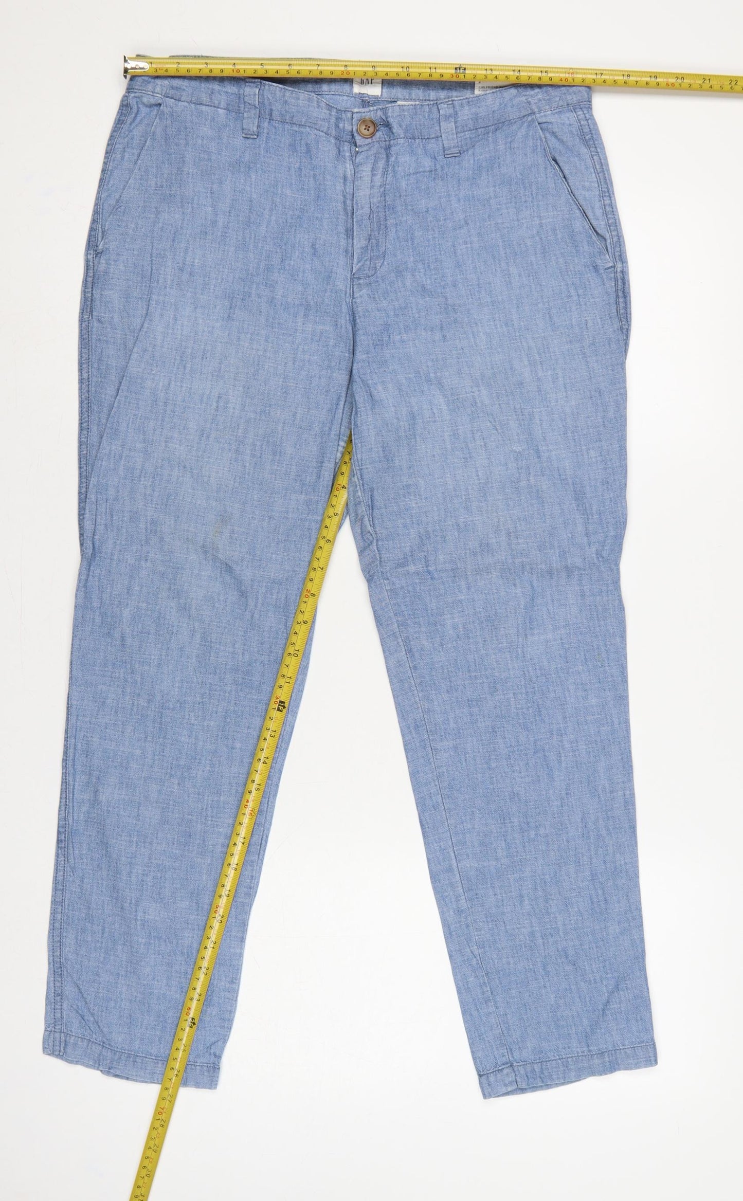 Gap Women's Blue UK 12 Girlfriend Khaki Cotton Tapered Chino Trousers