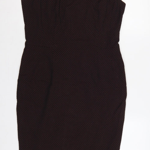 Next Women Red Geometric Pencil Dress UK 14 Sleeveless Workwear