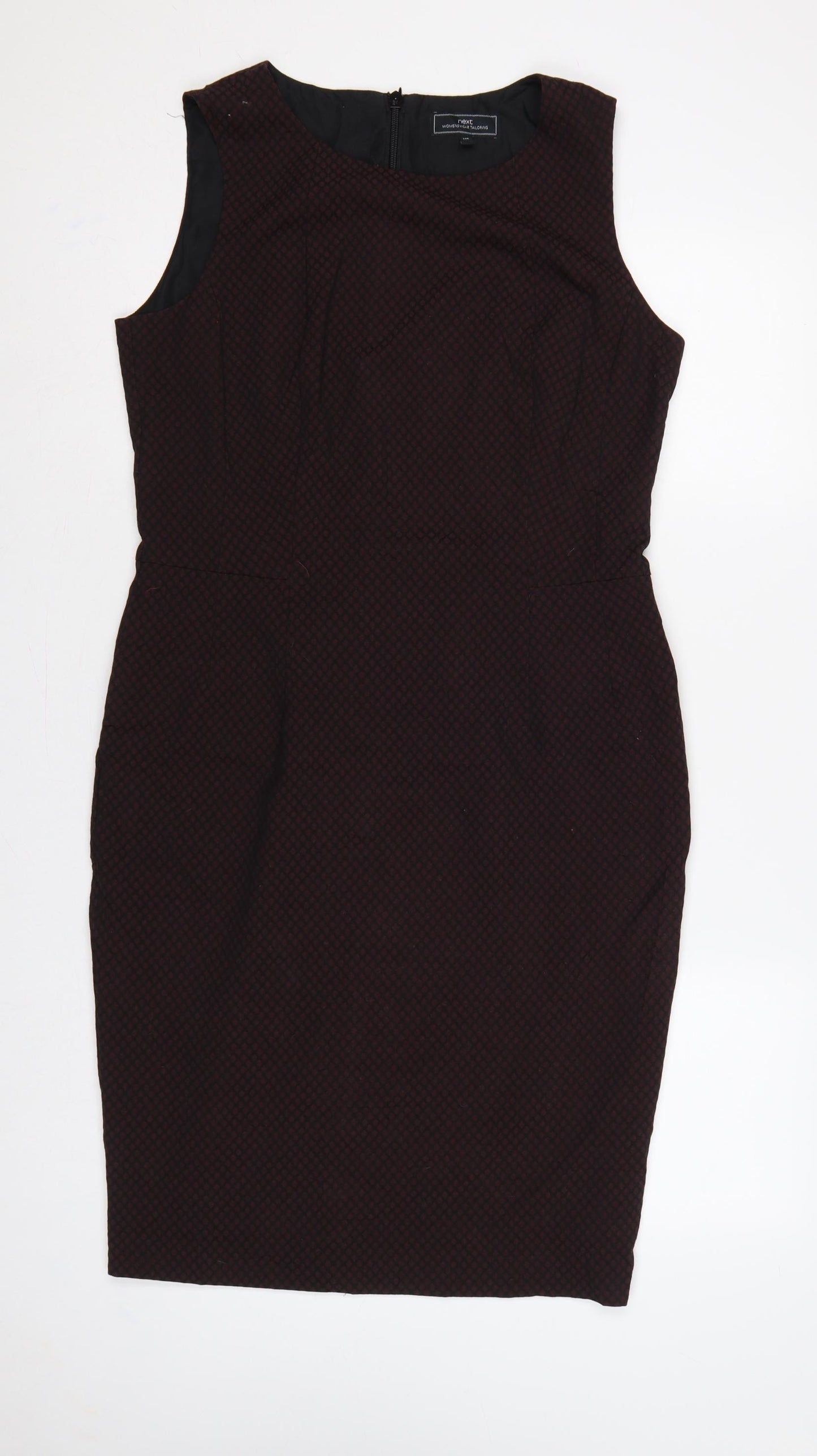 Next Women Red Geometric Pencil Dress UK 14 Sleeveless Workwear