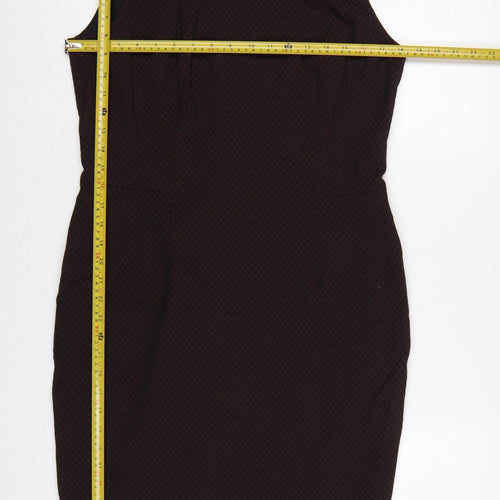 Next Women Red Geometric Pencil Dress UK 14 Sleeveless Workwear