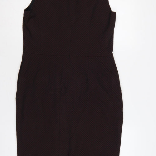 Next Women Red Geometric Pencil Dress UK 14 Sleeveless Workwear