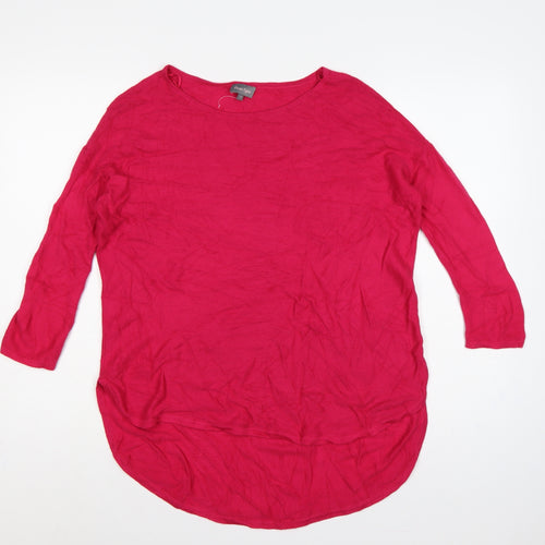 Phase Eight Women Pink S Linen Knit Longline Tunic Jumper 3/4 Sleeve