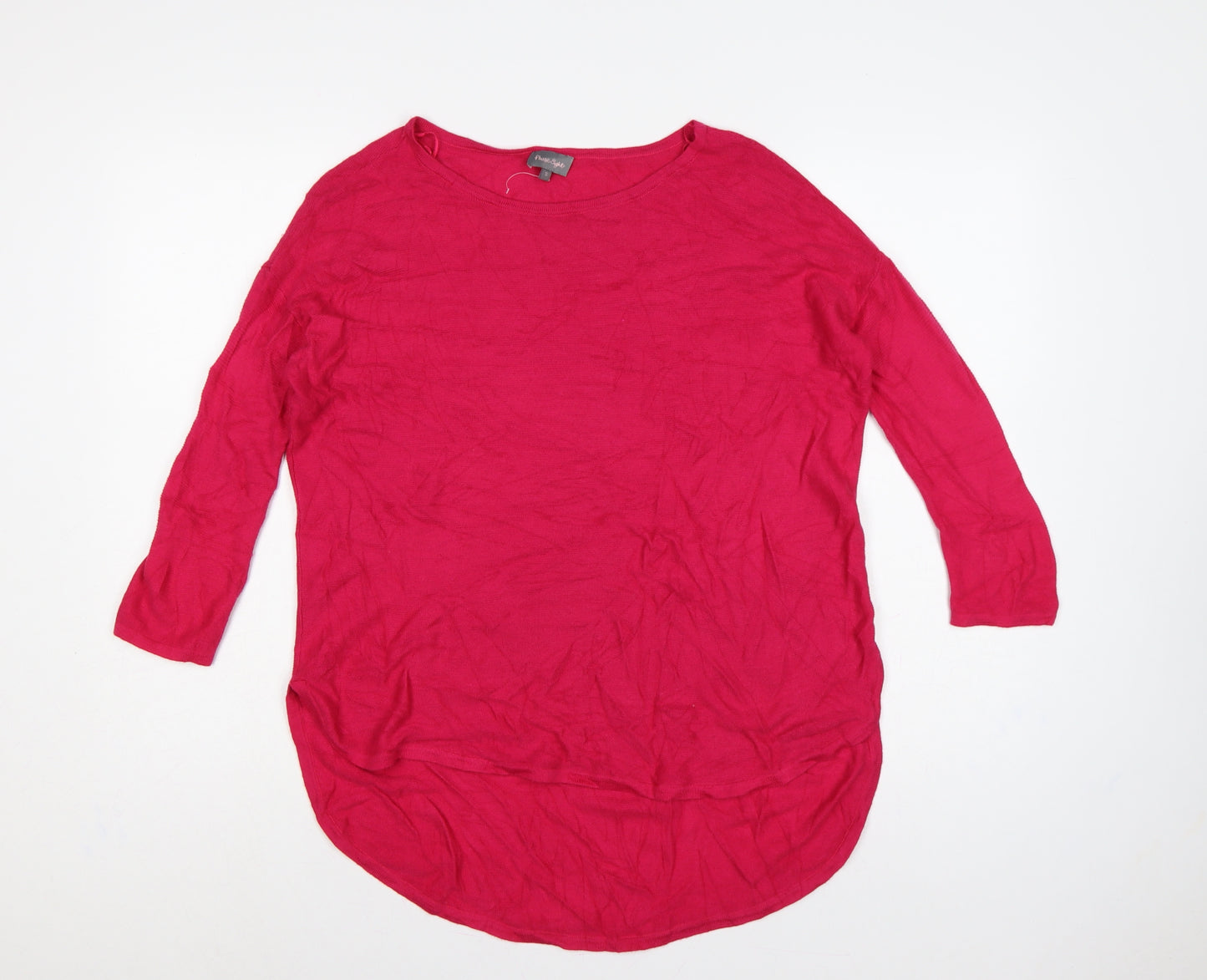 Phase Eight Women Pink S Linen Knit Longline Tunic Jumper 3/4 Sleeve