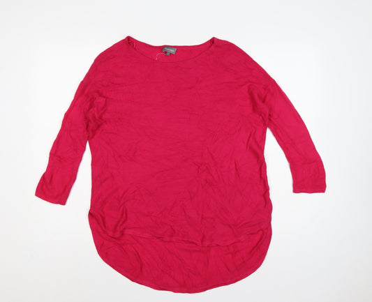 Phase Eight Women Pink S Linen Knit Longline Tunic Jumper 3/4 Sleeve