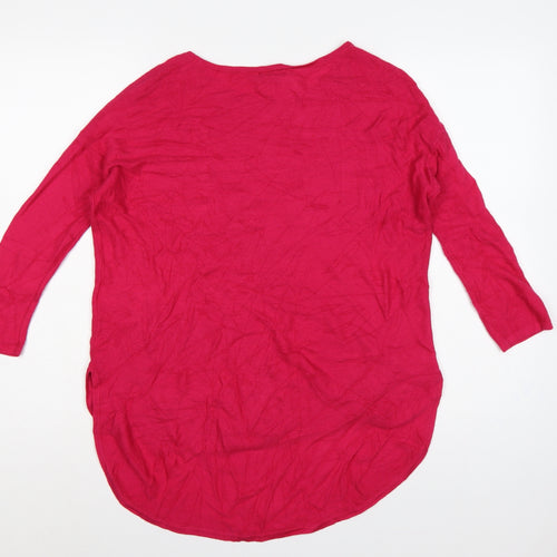 Phase Eight Women Pink S Linen Knit Longline Tunic Jumper 3/4 Sleeve