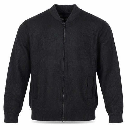 Zara Man Men's Black L Full Zip Mock Neck Cotton Blend Knit Jumper