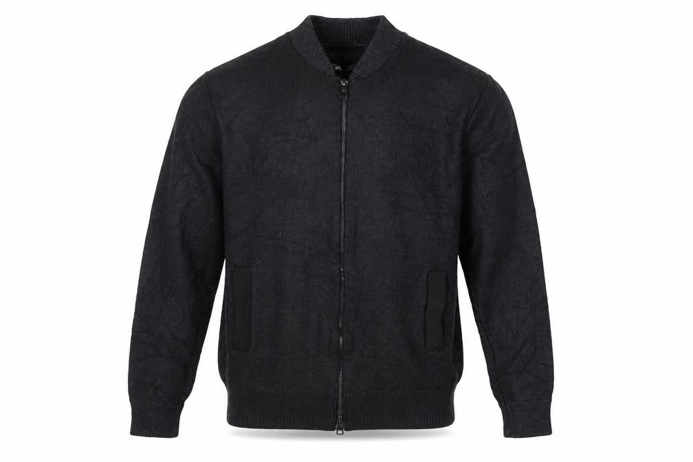 Zara Man Men's Black L Full Zip Mock Neck Cotton Blend Knit Jumper