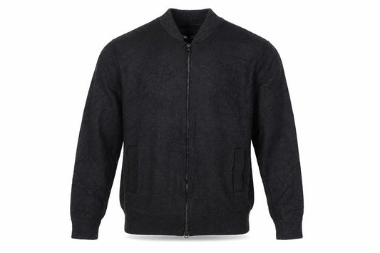Zara Man Men's Black L Full Zip Mock Neck Cotton Blend Knit Jumper