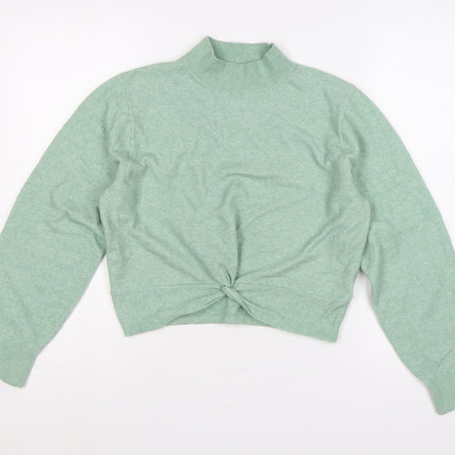 & Other Stories Women Green UK 12 Mock Neck Twist Front Knit Jumper