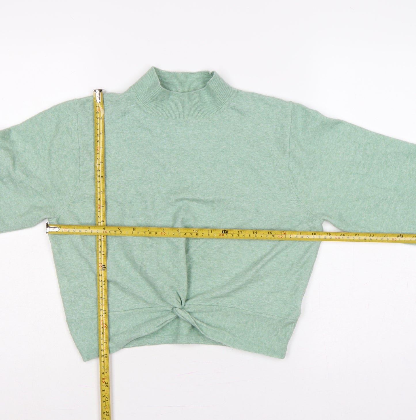 & Other Stories Women Green UK 12 Mock Neck Twist Front Knit Jumper