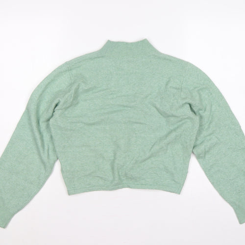 & Other Stories Women Green UK 12 Mock Neck Twist Front Knit Jumper