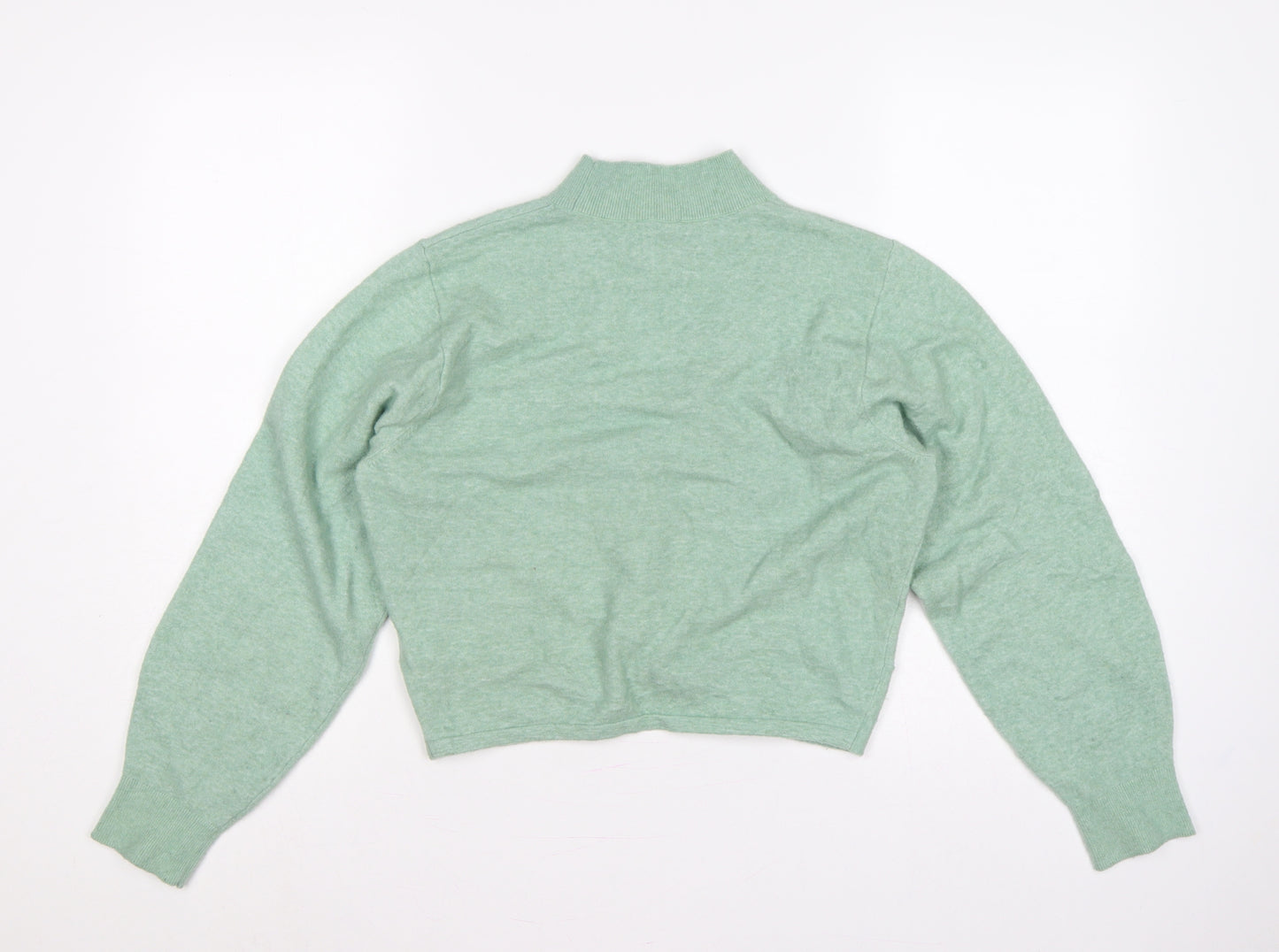& Other Stories Women Green UK 12 Mock Neck Twist Front Knit Jumper