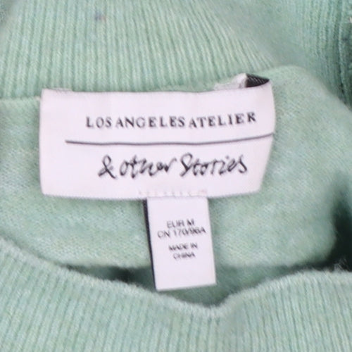 & Other Stories Women Green UK 12 Mock Neck Twist Front Knit Jumper