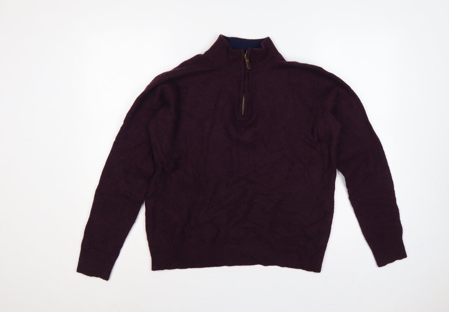 Joules Women Red S Wool Blend 1/4 Zip High Neck Knit Jumper