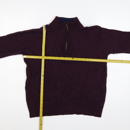 Joules Women Red S Wool Blend 1/4 Zip High Neck Knit Jumper