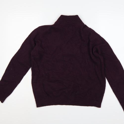Joules Women Red S Wool Blend 1/4 Zip High Neck Knit Jumper