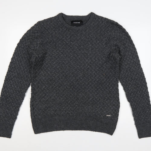 Firetrap Men’s Grey L Chunky Knit Crew Neck Pullover Jumper
