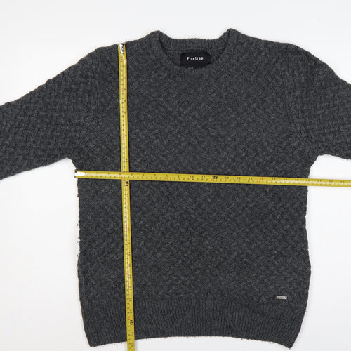 Firetrap Men’s Grey L Chunky Knit Crew Neck Pullover Jumper