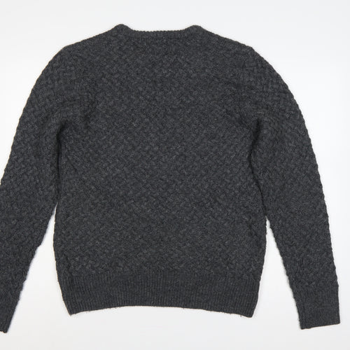 Firetrap Men’s Grey L Chunky Knit Crew Neck Pullover Jumper