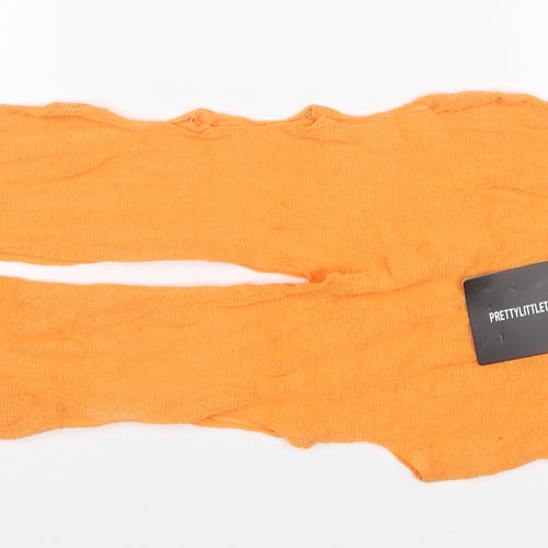 PrettyLittleThing Women Orange UK 6 Sheer Knit Tie Back Jumpsuit