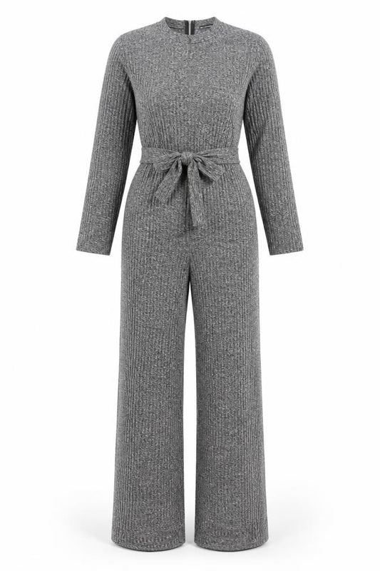 PrettyLittleThing Women Grey UK 8 Textured Zip Front Jumpsuit