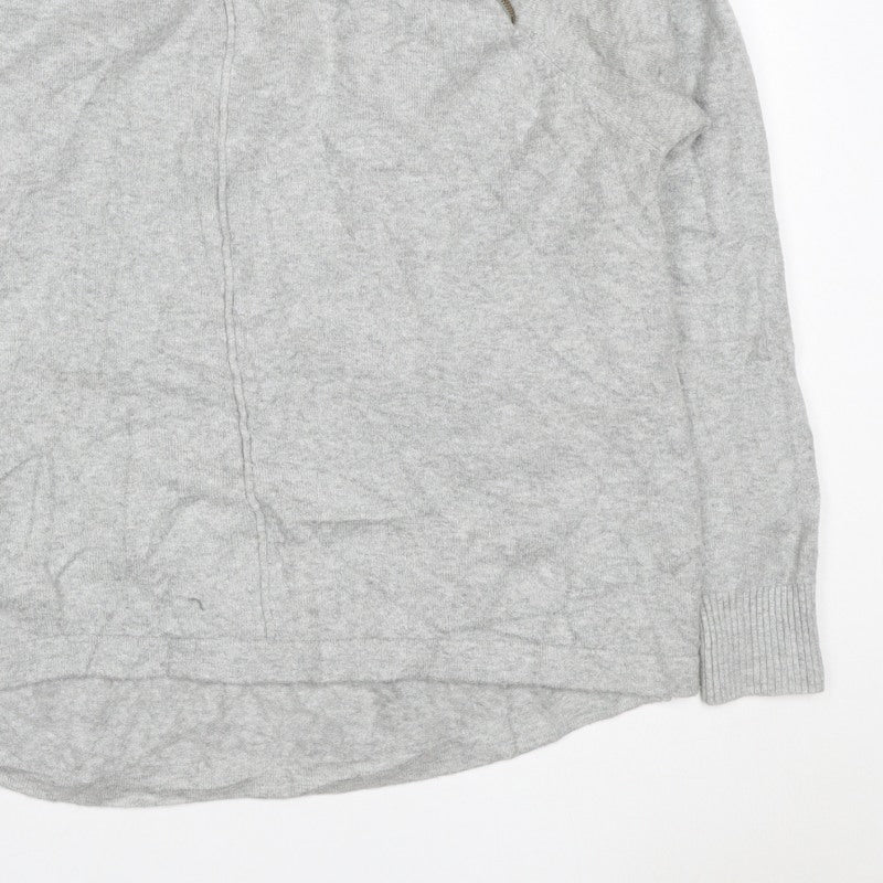 Additional view of French Connection Women Grey XL Zip Shoulder Crew Neck Jumper