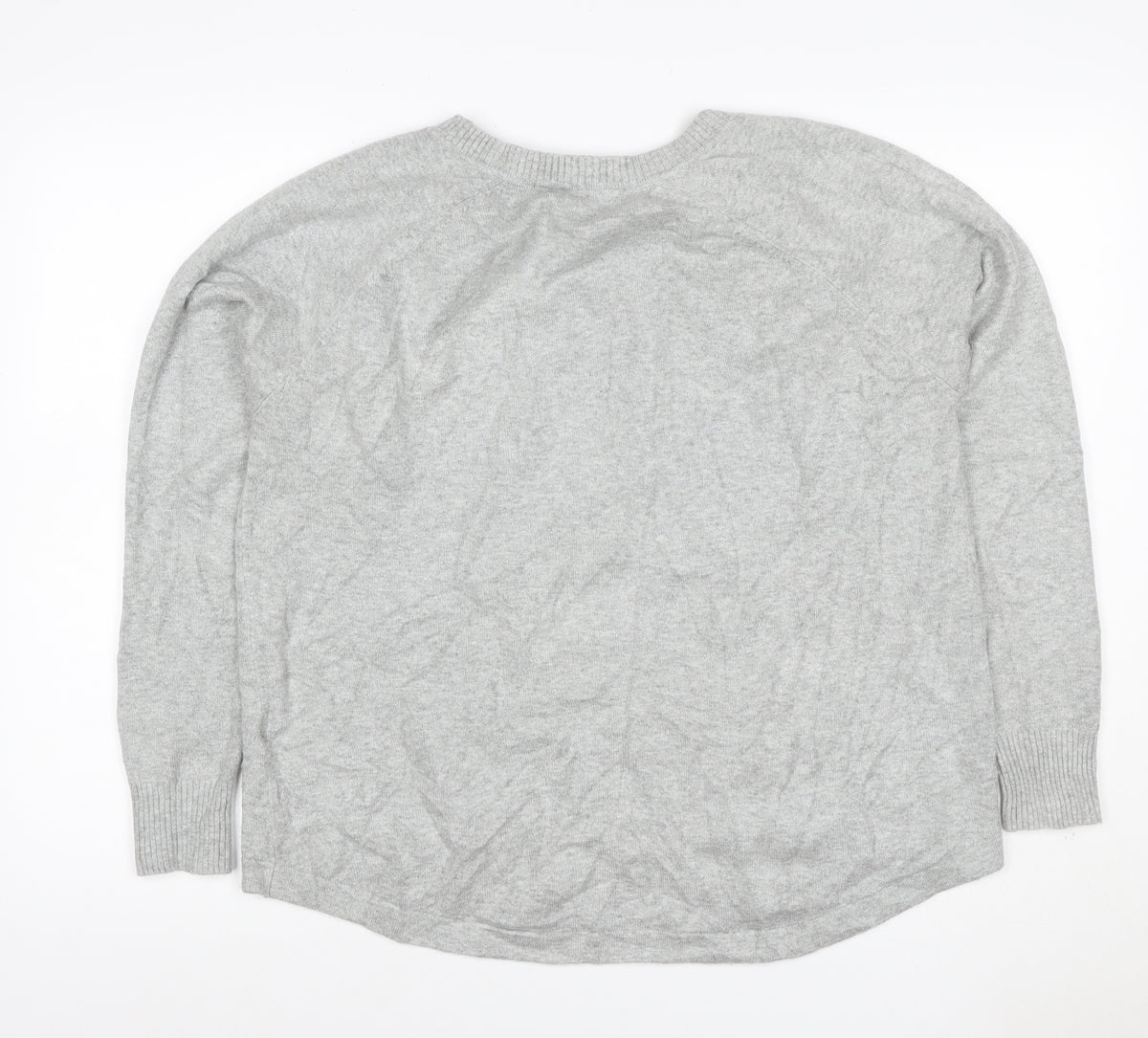 Close-up detail of French Connection Women Grey XL Zip Shoulder Crew Neck Jumper