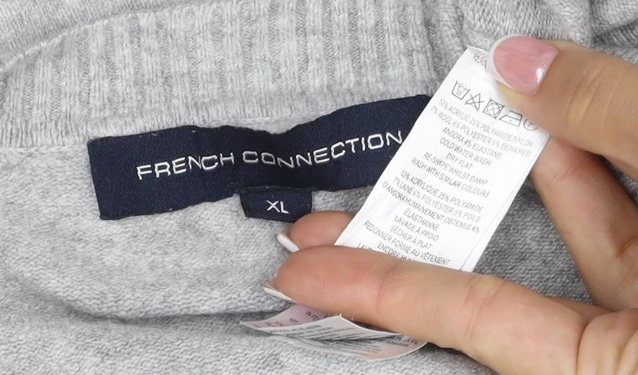 Additional view of French Connection Women Grey XL Zip Shoulder Crew Neck Jumper