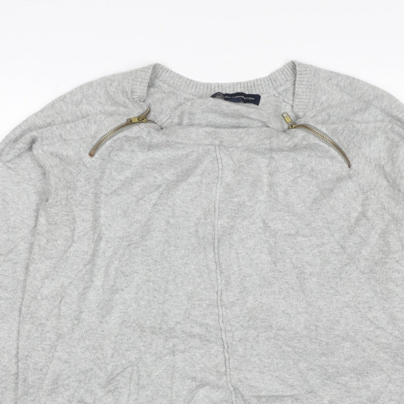 Additional view of French Connection Women Grey XL Zip Shoulder Crew Neck Jumper