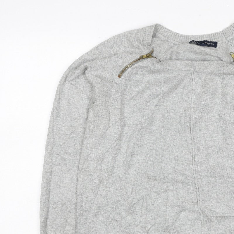 Additional view of French Connection Women Grey XL Zip Shoulder Crew Neck Jumper