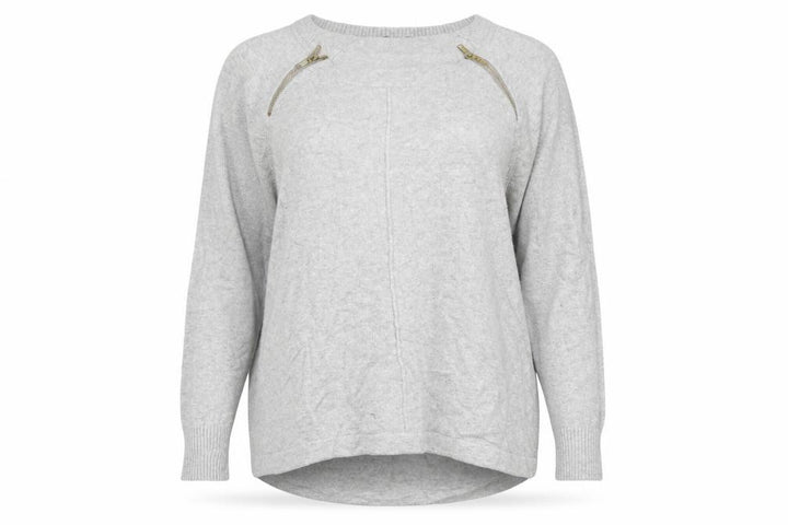 French Connection Women Grey XL Zip Shoulder Crew Neck Jumper