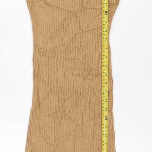 Brave Soul Women Brown XS Long Ribbed Roll Neck Jumper Dress