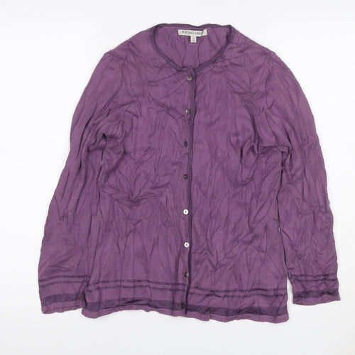 Racing Green Women Purple UK 10 Button Front Cotton Cardigan