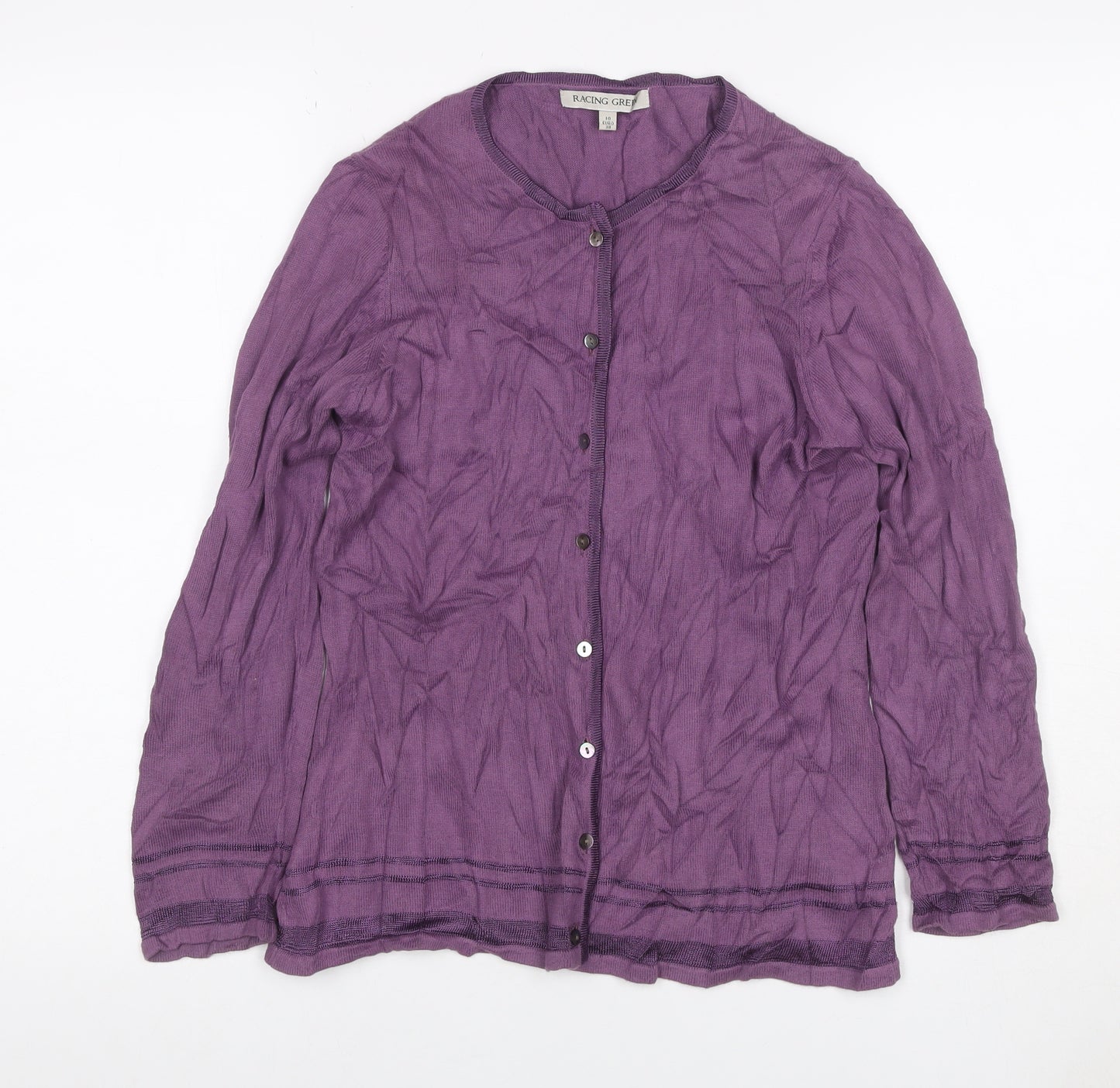 Racing Green Women Purple UK 10 Button Front Cotton Cardigan
