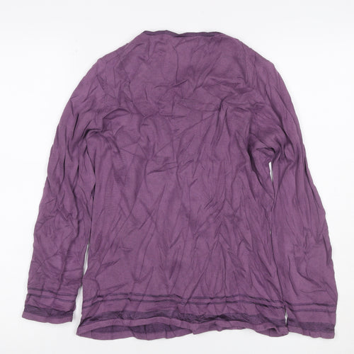 Racing Green Women Purple UK 10 Button Front Cotton Cardigan