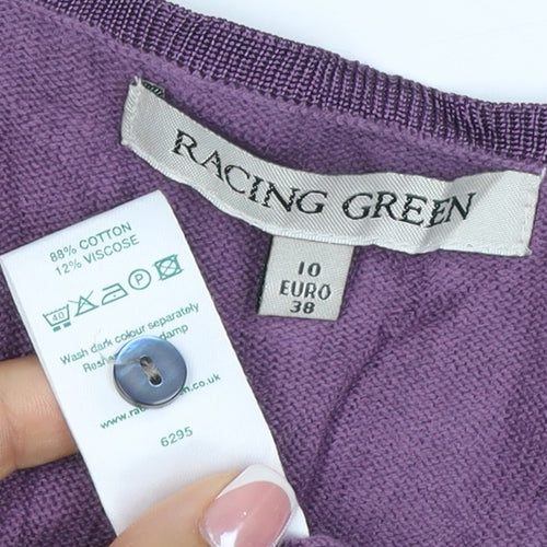 Racing Green Women Purple UK 10 Button Front Cotton Cardigan