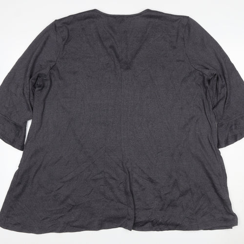 Grace Women’s Grey Size 22 V-Neck Bell Sleeve Stretch Blouse Top