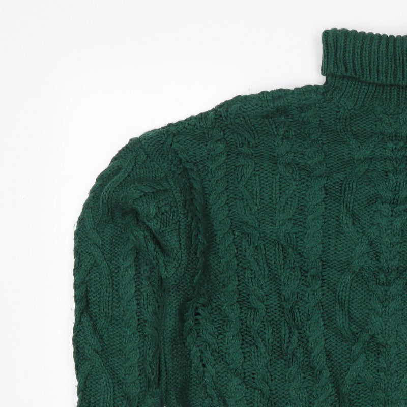 Superdry Women Green UK 10 Cable-Knit Roll Neck Pullover Jumper