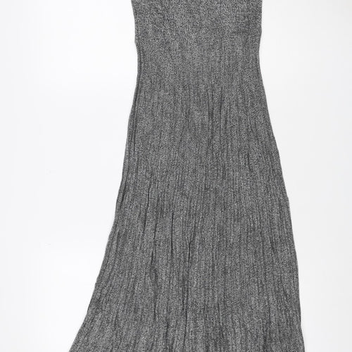 Marks & Spencer Women Grey UK 8 Long Knit Fit & Flare Jumper Dress