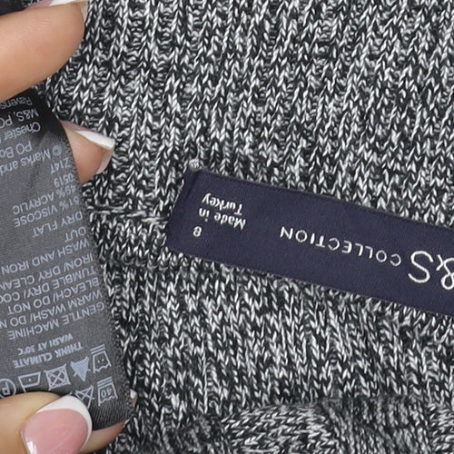 Marks & Spencer Women Grey UK 8 Long Knit Fit & Flare Jumper Dress