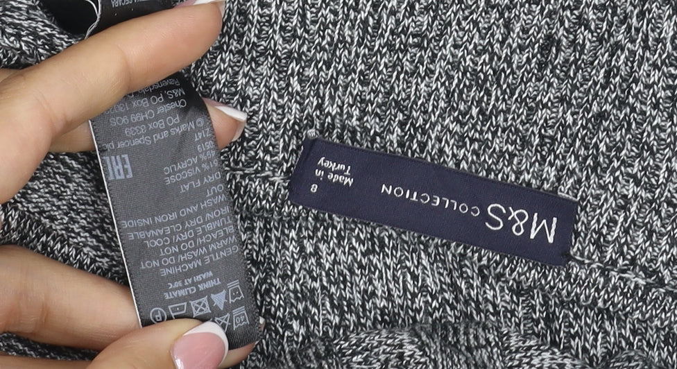 Marks & Spencer Women Grey UK 8 Long Knit Fit & Flare Jumper Dress
