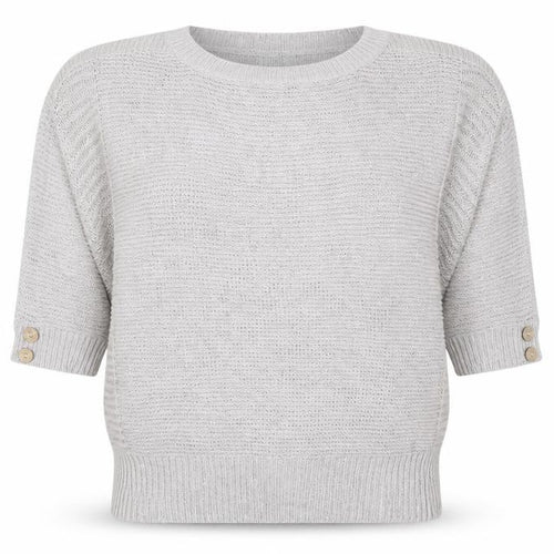 Wallis Women Grey Petite L Batwing Boat Neck Button Cuff Knit Jumper